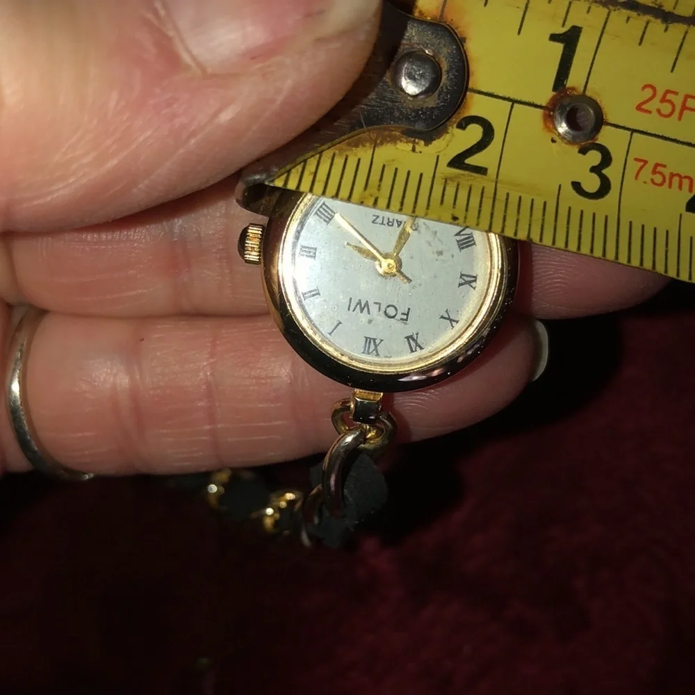 Quartz Black chain Wrap Watch gold and suede w/ lobster clasp